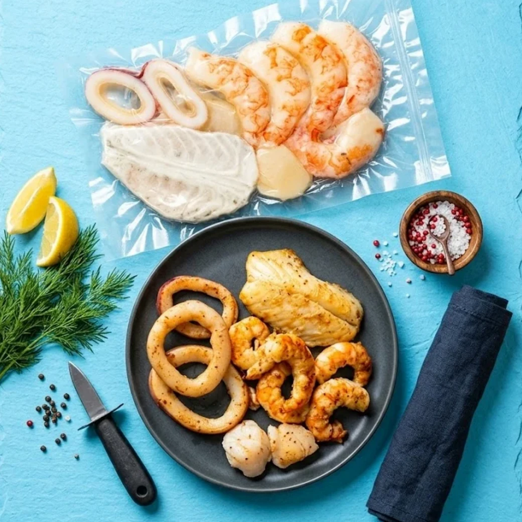 極鮮綜合海鮮包(天使紅蝦＋北海道生食級干貝＋鯛魚片＋魷魚圈)