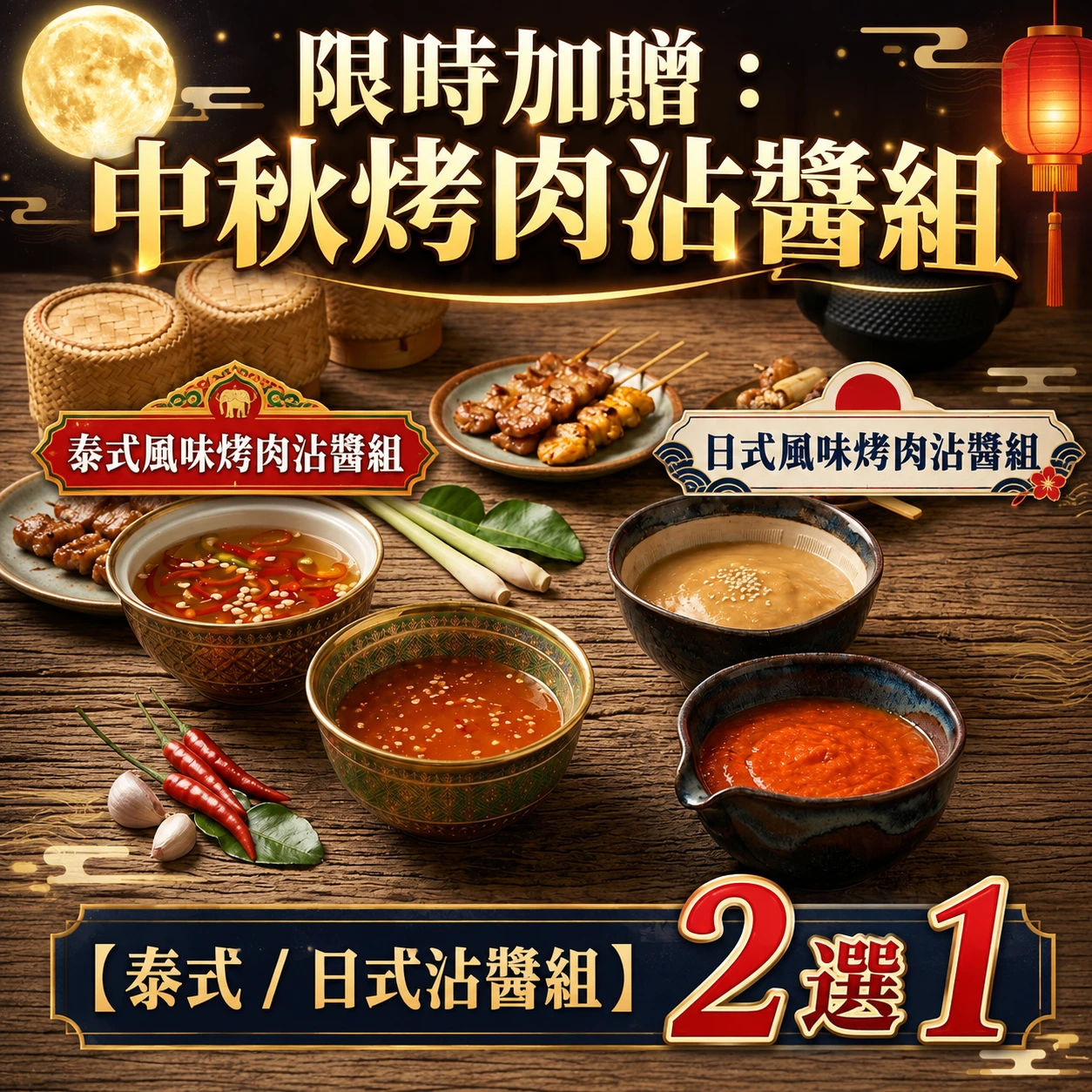 中秋烤肉套組｜加贈沾醬組【泰式/日式沾醬 2選1】