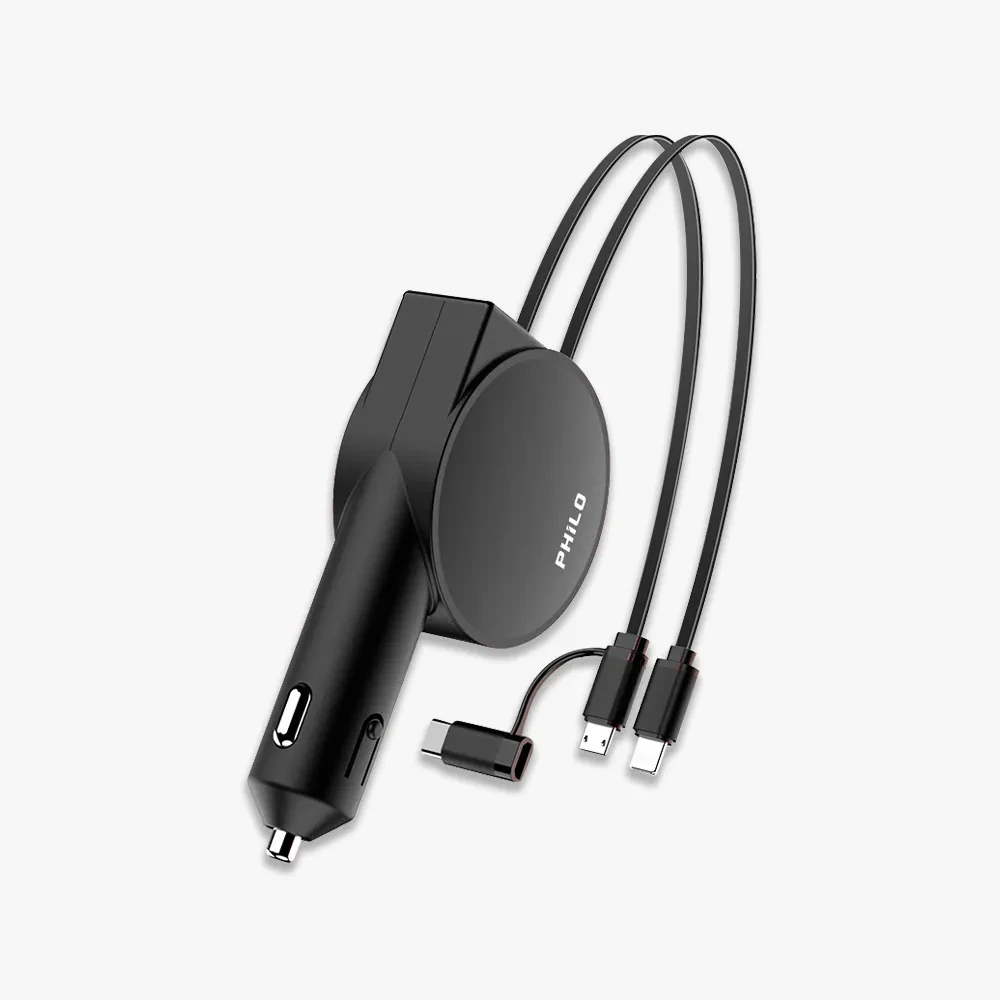 PU24閃電蝸牛 PD20W+QC快充 三合一伸縮充電線 車用充電器