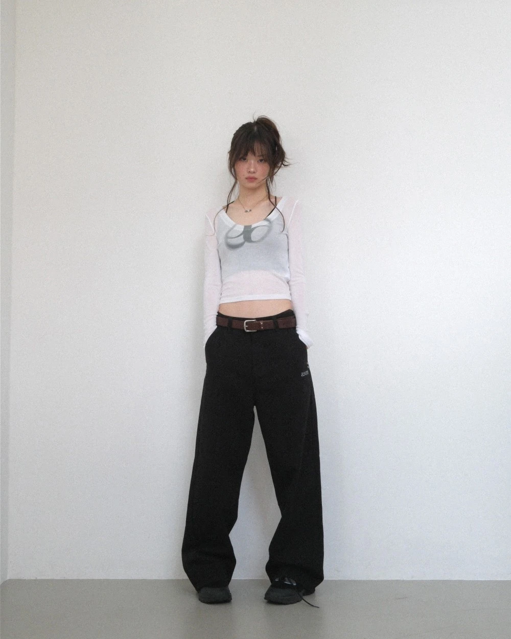as’’on ason SMOG WIDE PANTS 寬褲 黑色 / 灰色