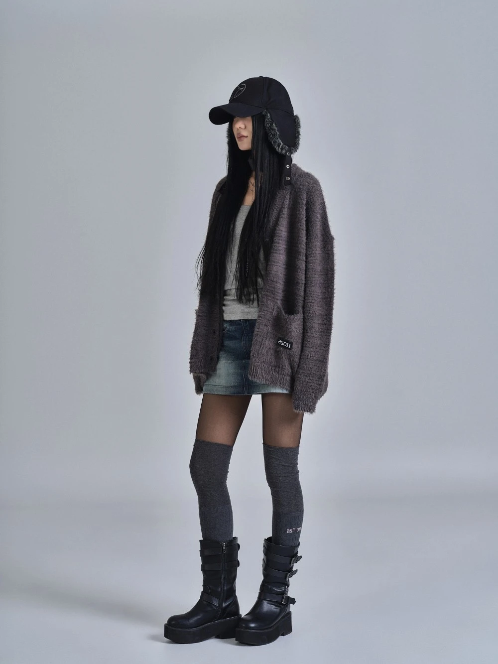 as’’on ason MAYA LONG BUCKLE BOOTS 扣靴 長靴 黑色 / 棕色