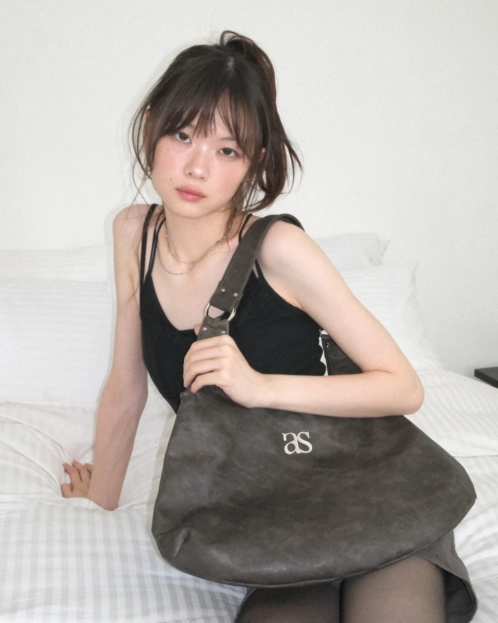 as’’on ason RICKY SHOULDER BAG 單肩包 裂痕棕色 / 裂痕黑色