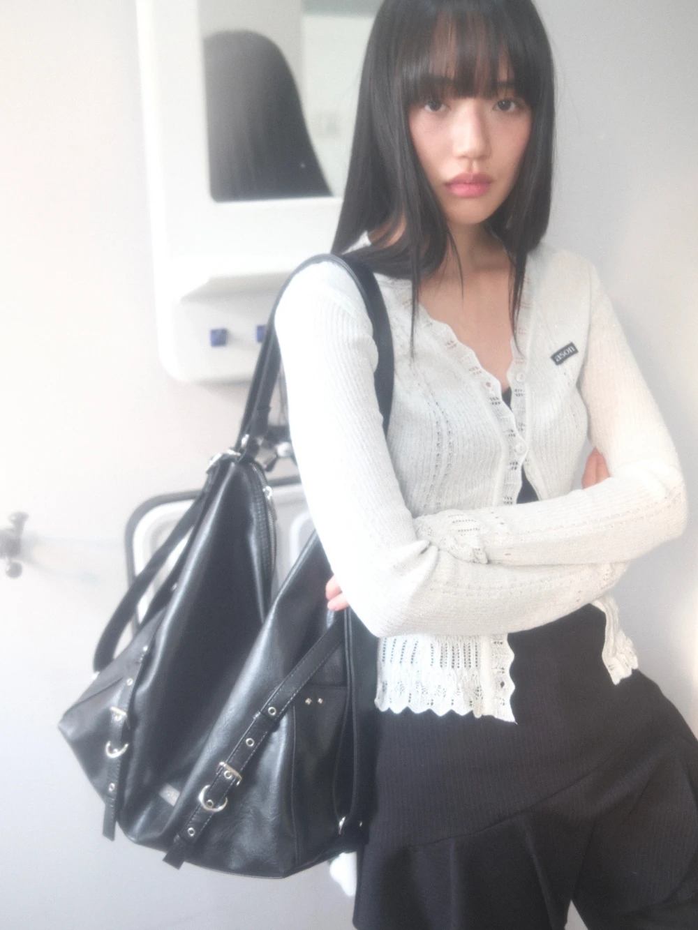 as’’on ason DAY DUAL BAG 兩用後背包 黑色 / 淺米色