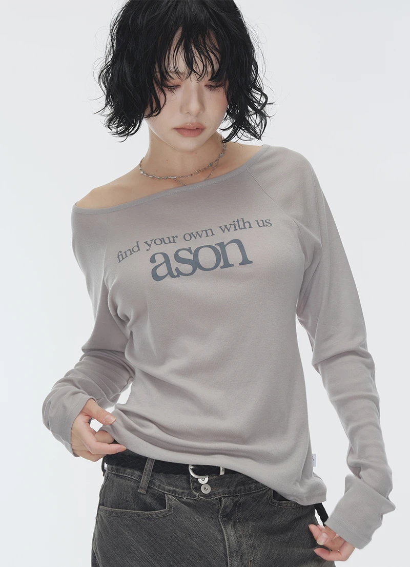 as’’on ason LETTERING LONG SLEEVE  Logo 修身長袖上衣  三色