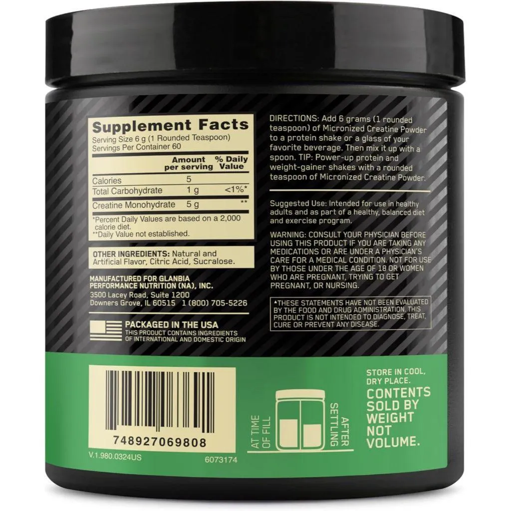 (現貨) 肌酸 ON Micronized Creatine 60份 調味肌酸