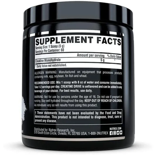 (現貨) 一代肌酸 Nutrex Creatine Drive Monohydrate 60份 增肌