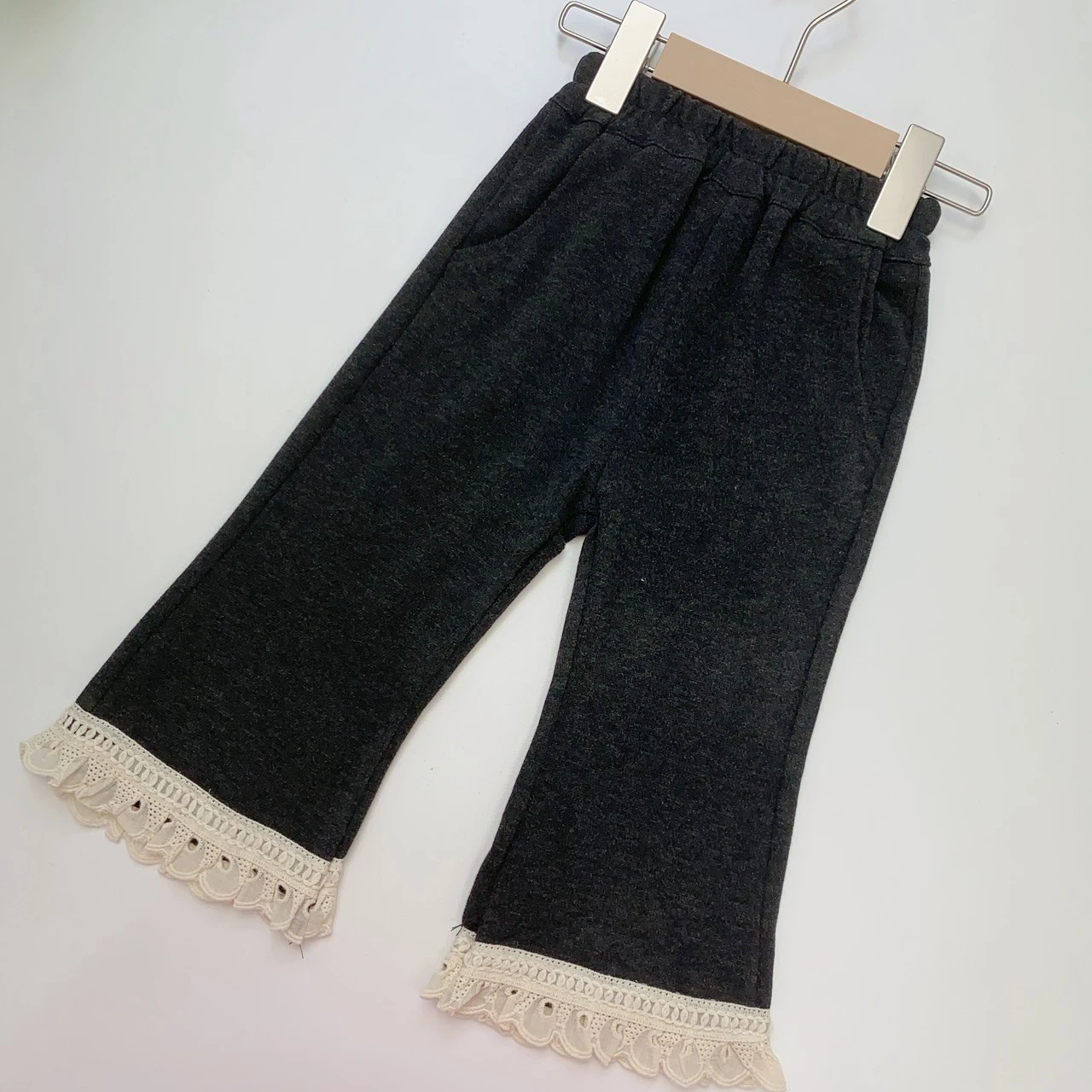 DG-6899深灰緹花微喇叭褲
