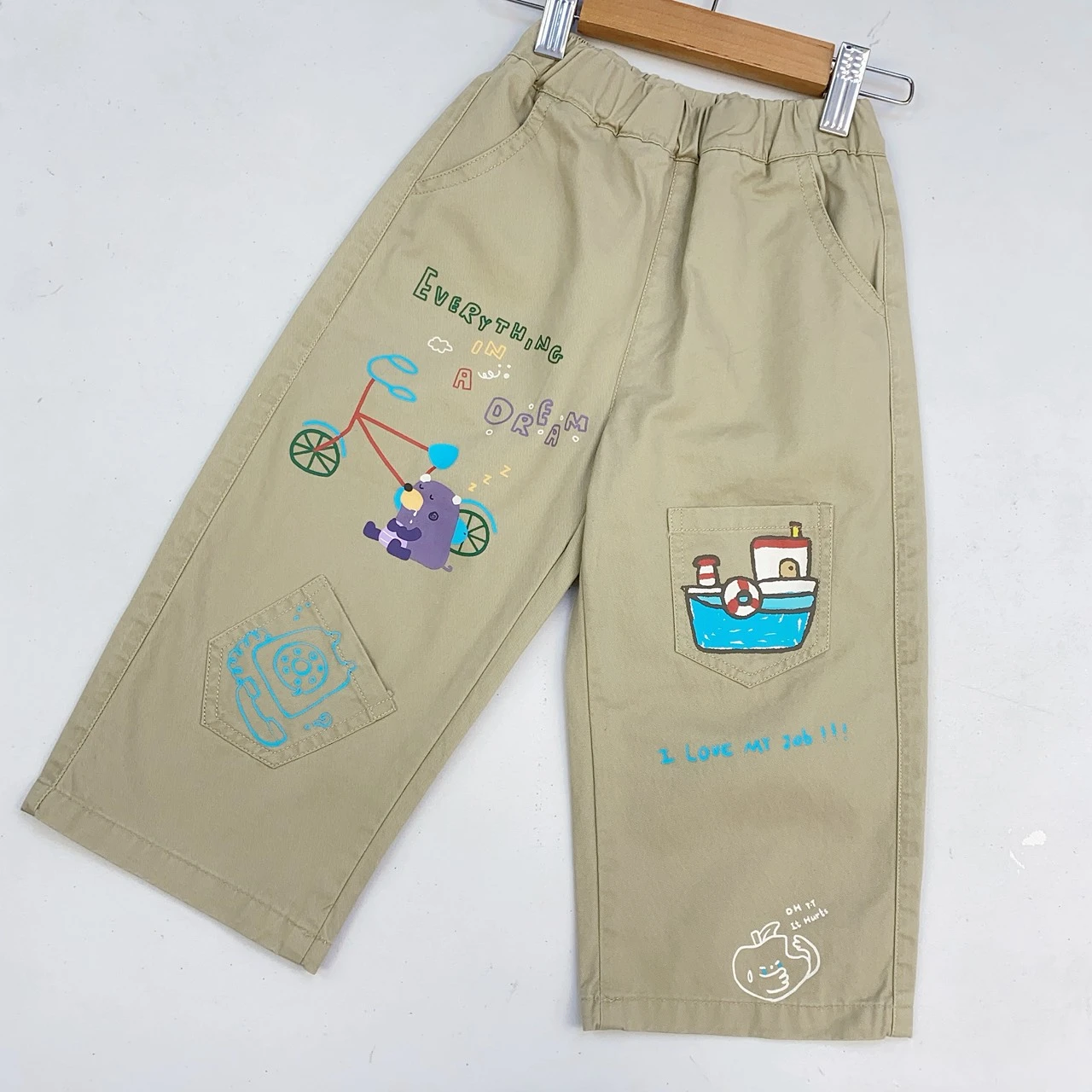 G-9267卡其色塗鴉褲