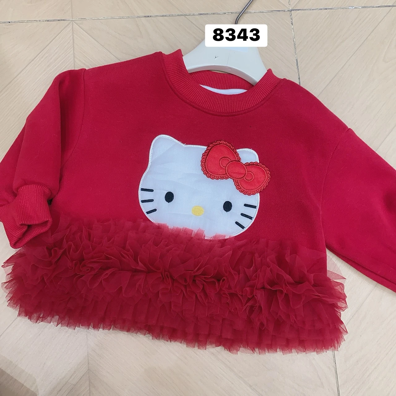 GZH-8343紅KT下擺網紗上衣