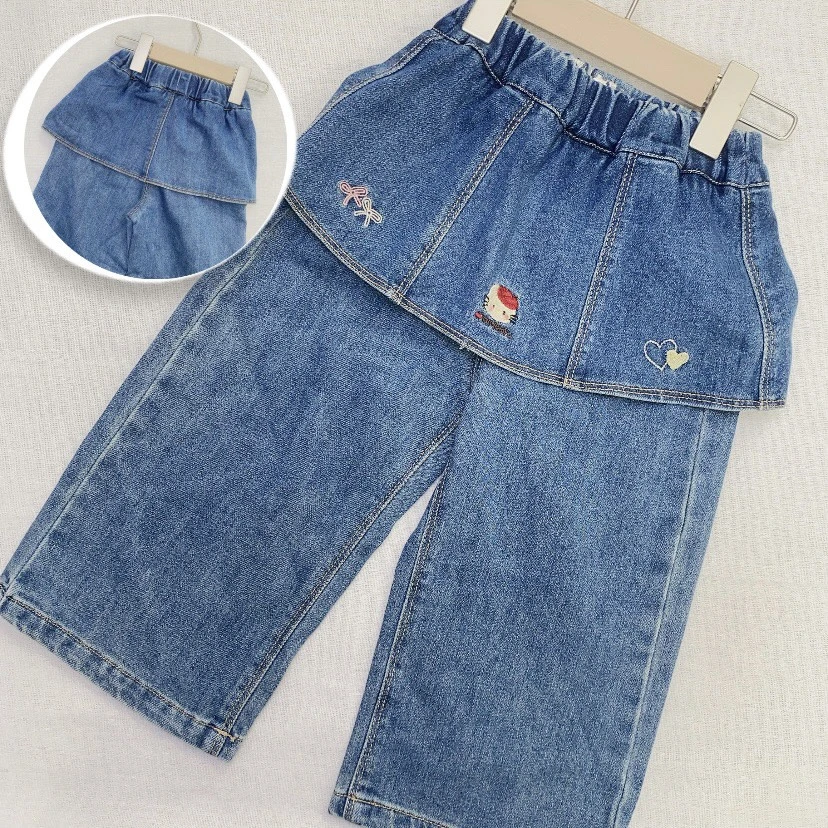 GZH-6423藍刺繡KT牛仔褲裙