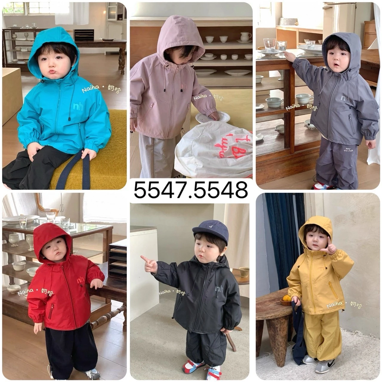 UG-5548英文純色親子防風外套