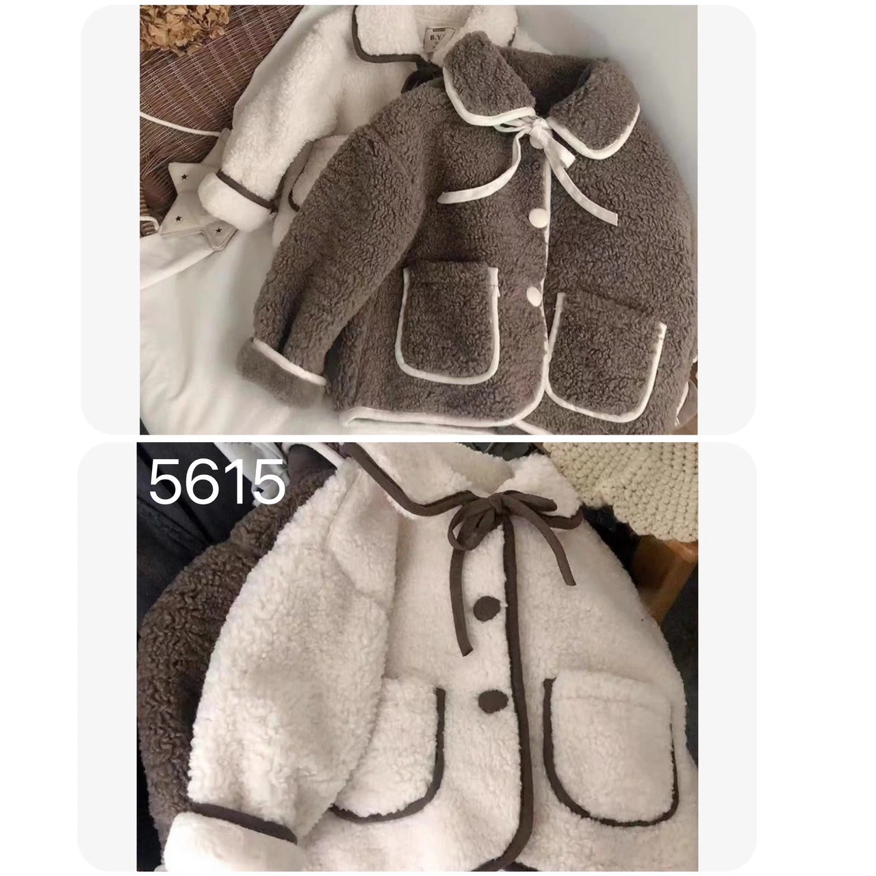 UG-5615羊羔絨配色毛毛外套