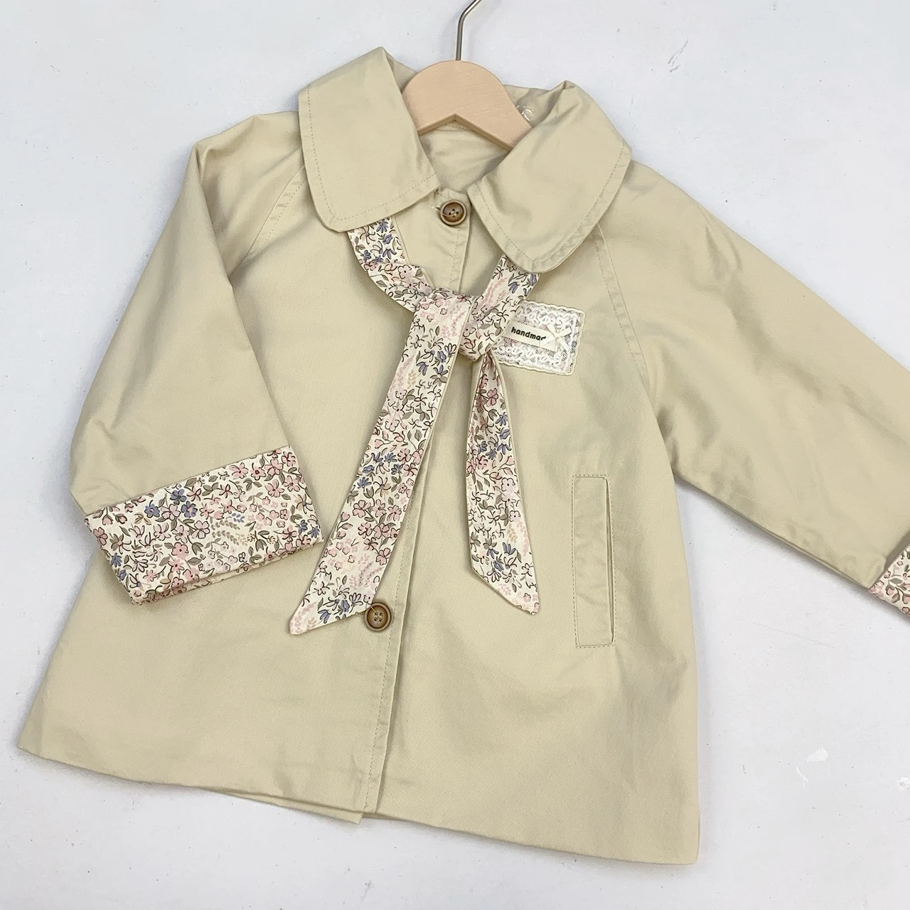 G-9223卡色碎花風衣外套