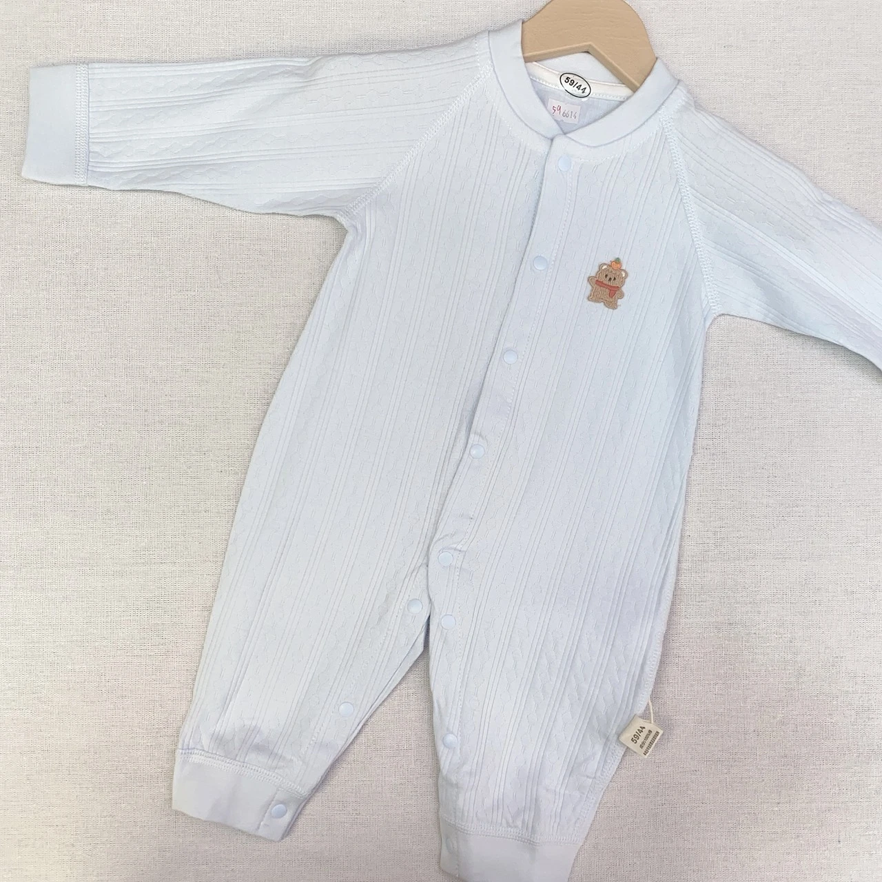 G-6614藍透氣熊開扣爬服