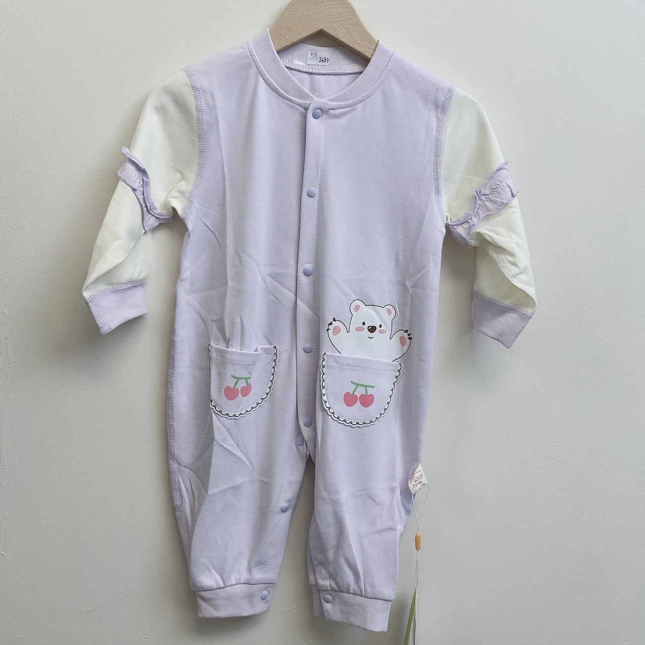 G-3489紫熊熊櫻桃爬服