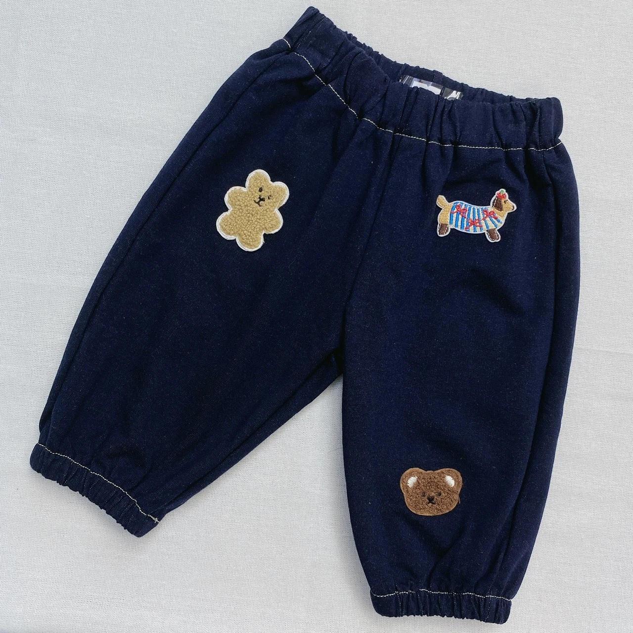 G-5815藍拼布刺繡軟牛仔褲