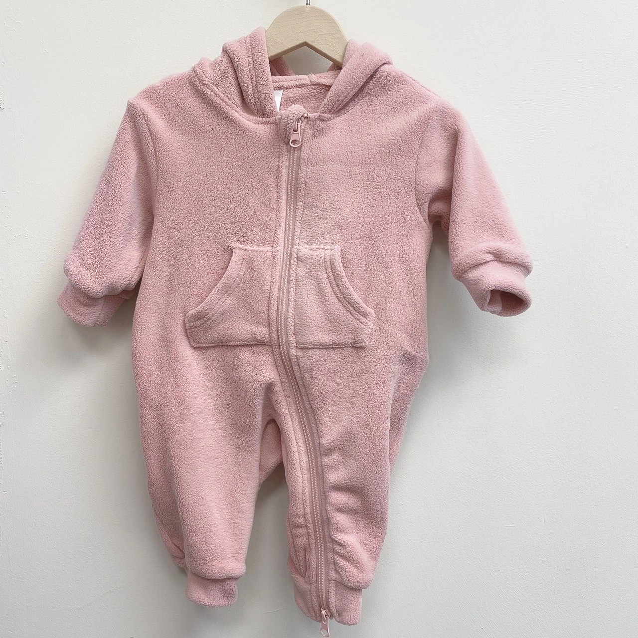 G-3592粉熊耳拉鍊爬服