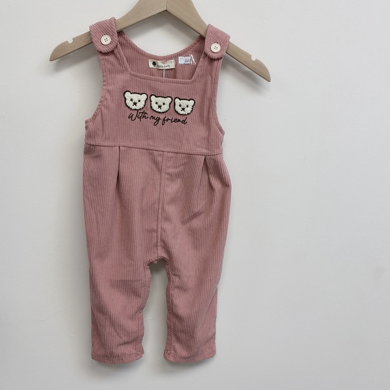 U-3565粉熊熊寶寶吊帶爬服