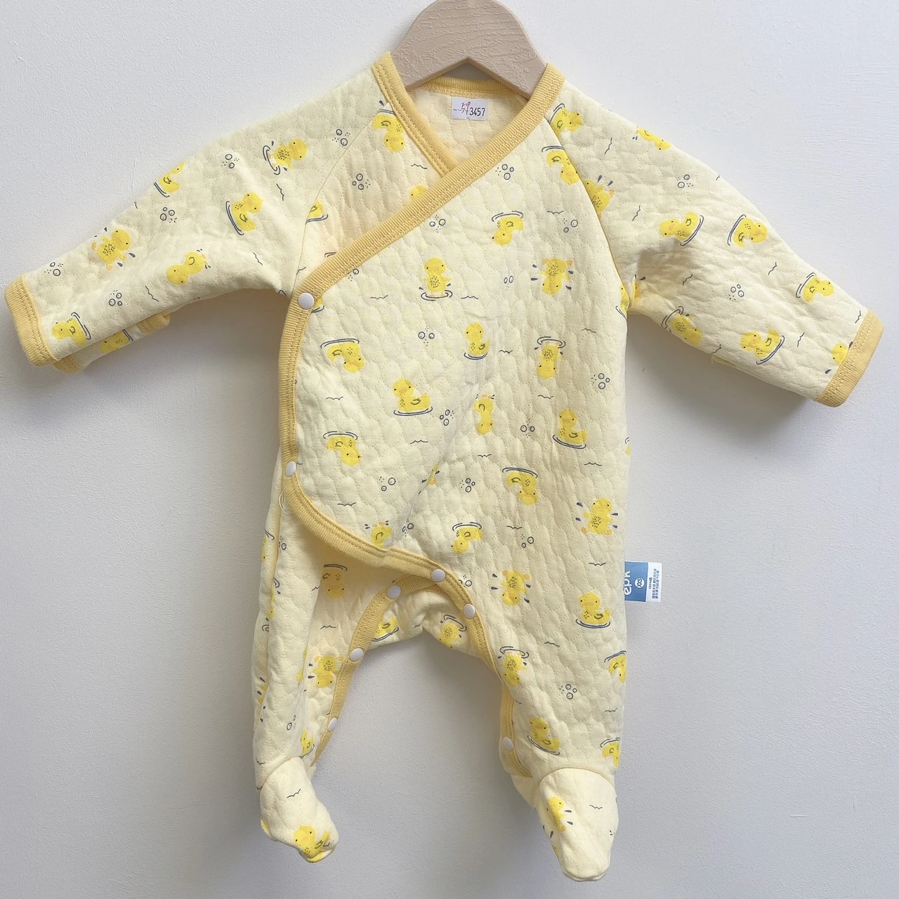 G-3457黃色小鴨夾棉包腳爬服