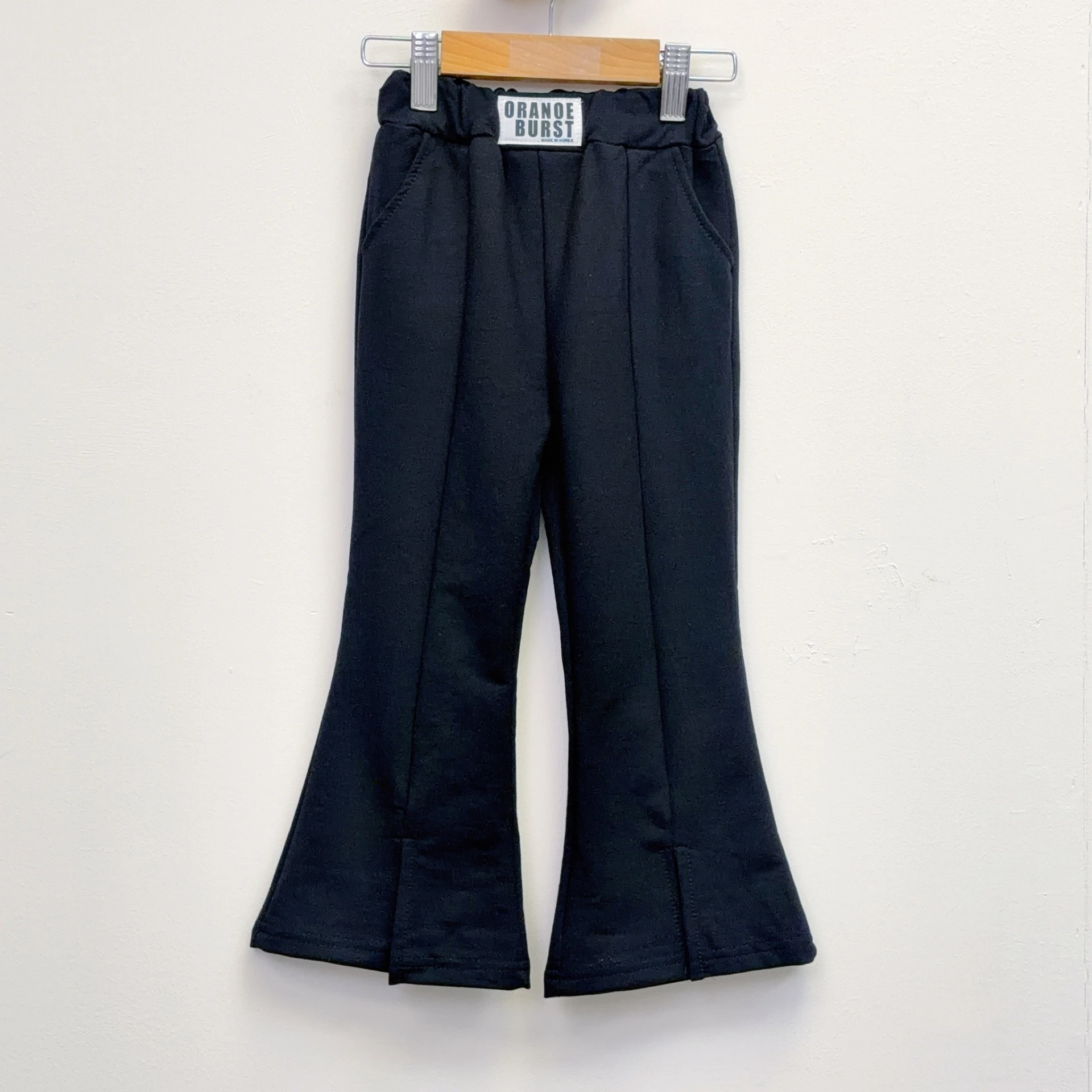 L-3575黑開岔喇叭棉褲