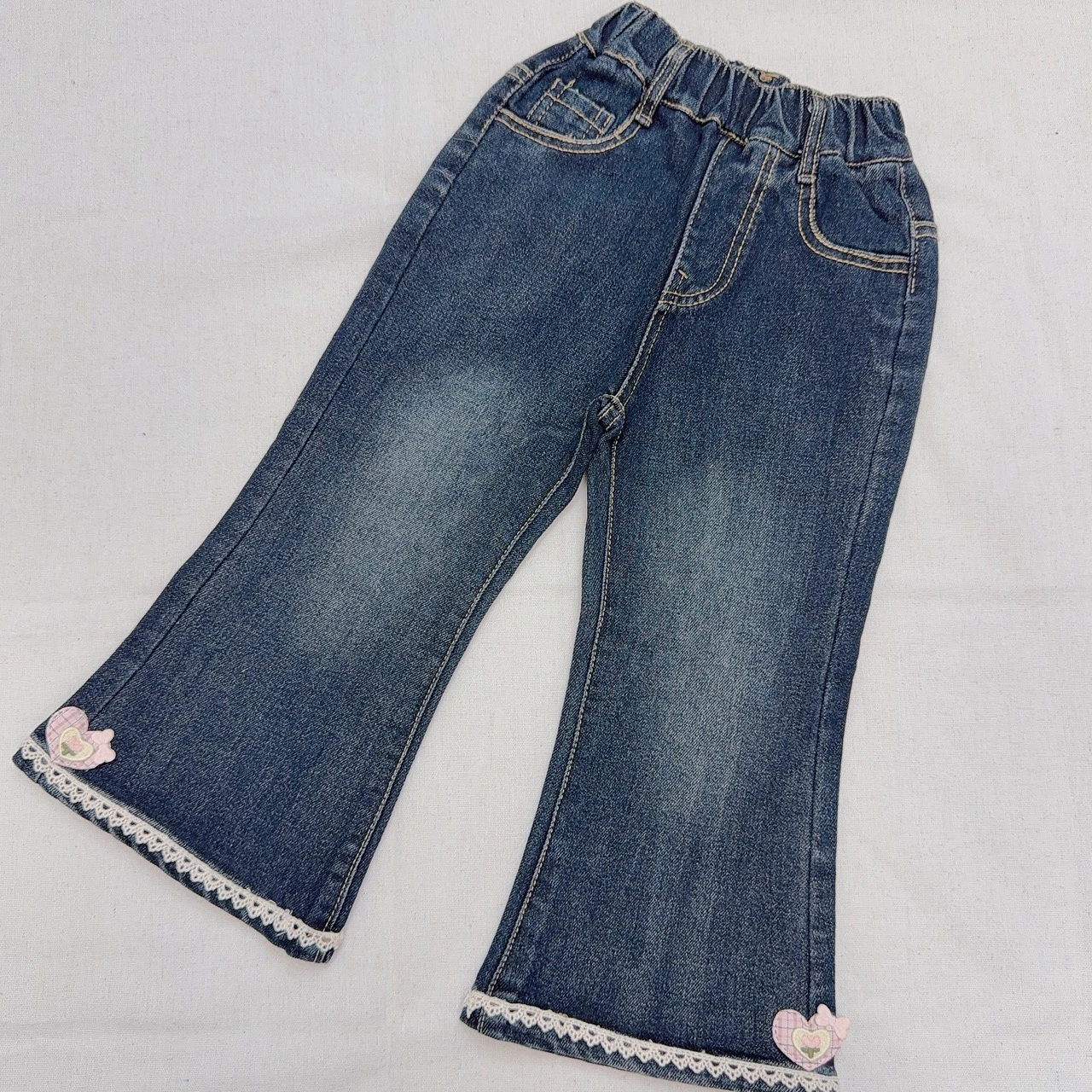 KZG-3377藍愛心提花牛仔褲