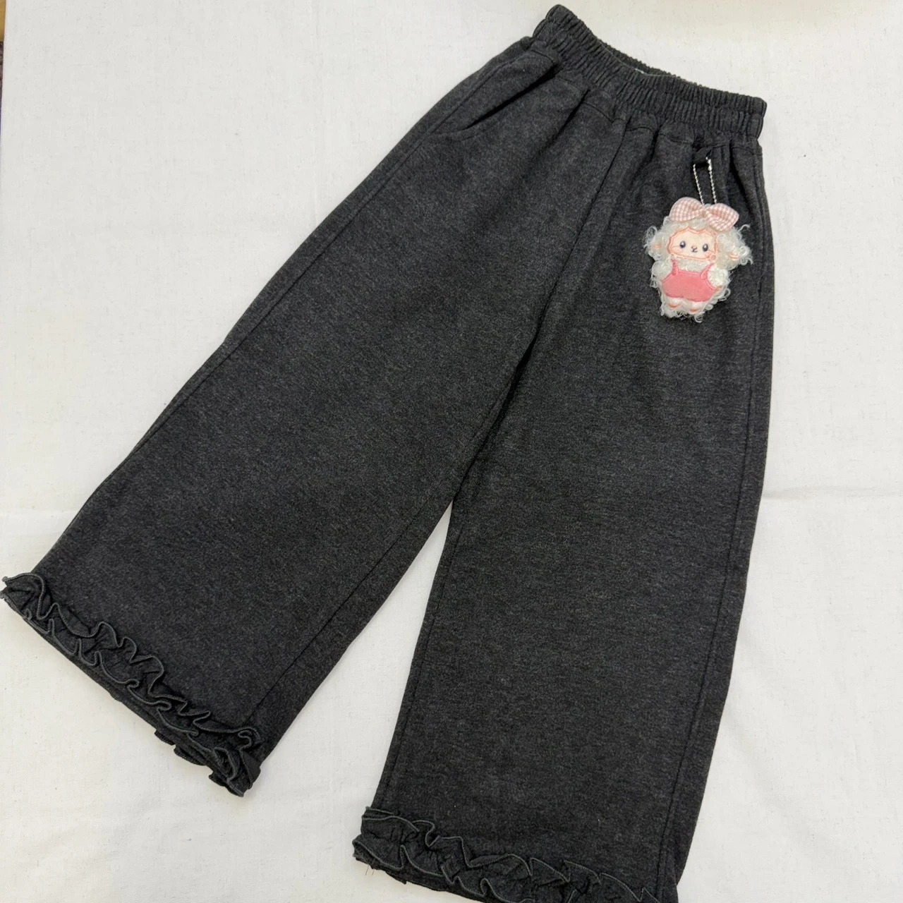 KZG-3383深灰荷葉絨毛褲