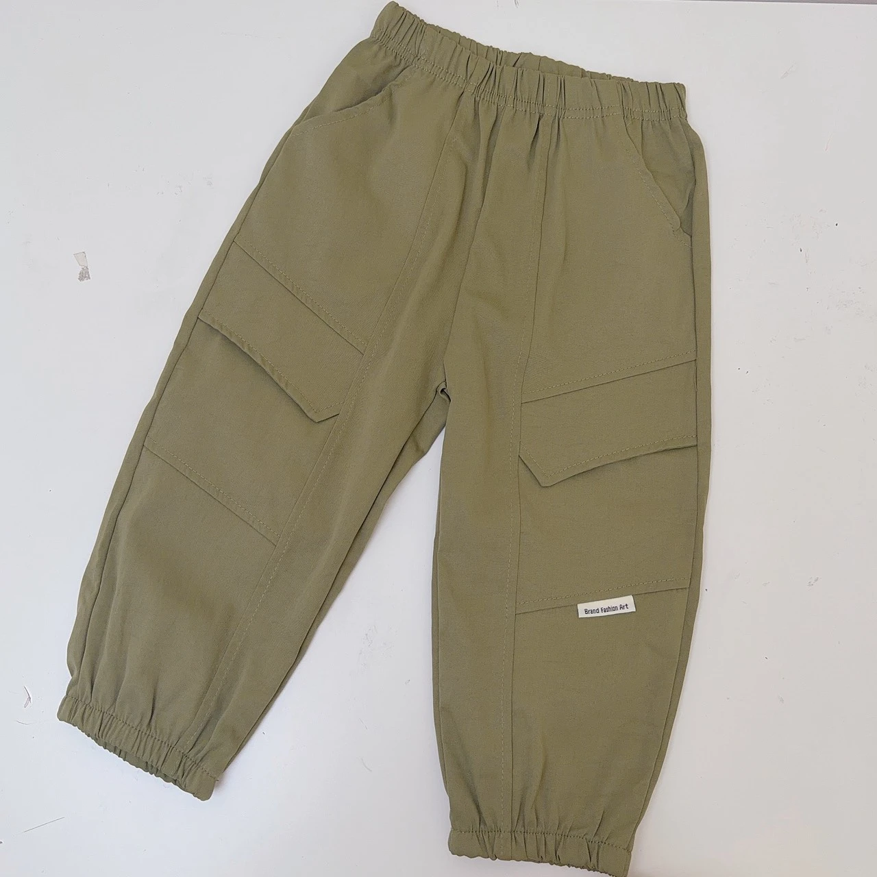 S-3333綠工裝小標縮腳褲28543