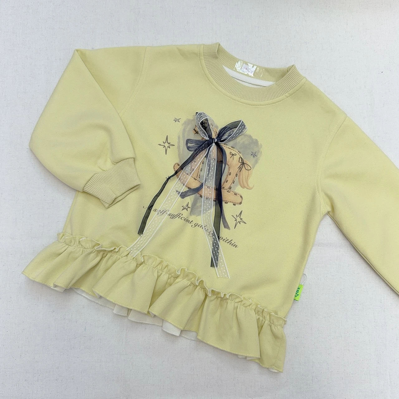 KZG-3382大-綠木馬蝴蝶結大學T