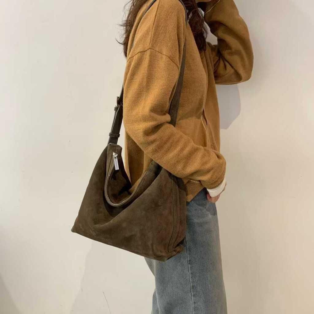 韓國 Bucks and Leather 翻毛山羊皮法式淺口托特包