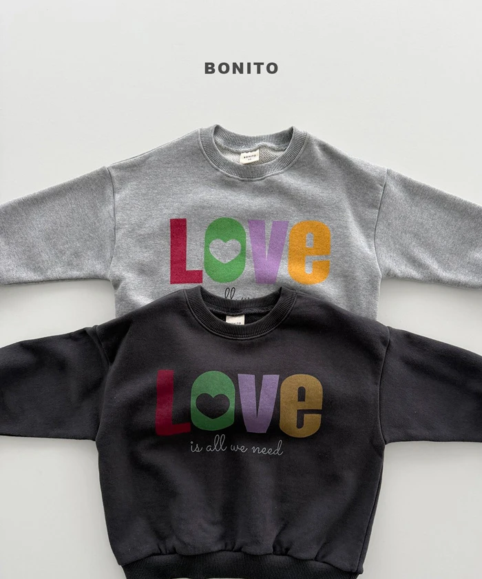 【90-140】韓國童裝 BONITO 秋季新款 LOVE 長袖大學T
