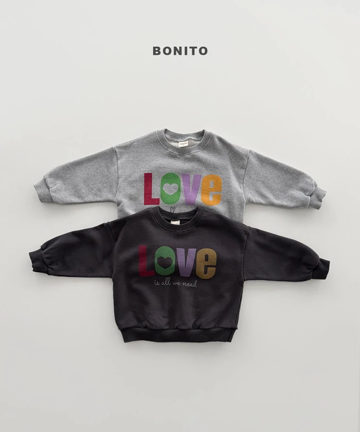 【90-140】韓國童裝 BONITO 秋季新款 LOVE 長袖大學T