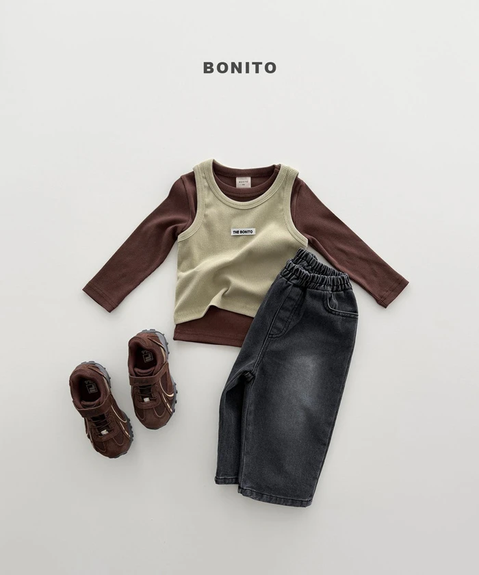 【90-140】韓國童裝 BONITO 秋季新款 LOGO小標背心