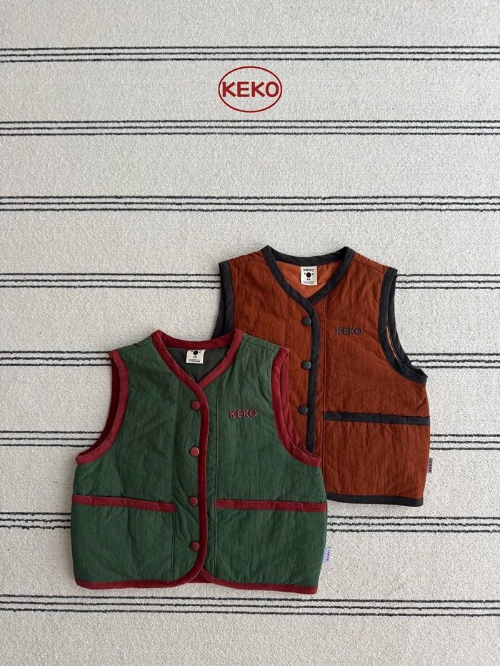 【90-120】韓國童裝 KEKO 秋季新款 撞色背心