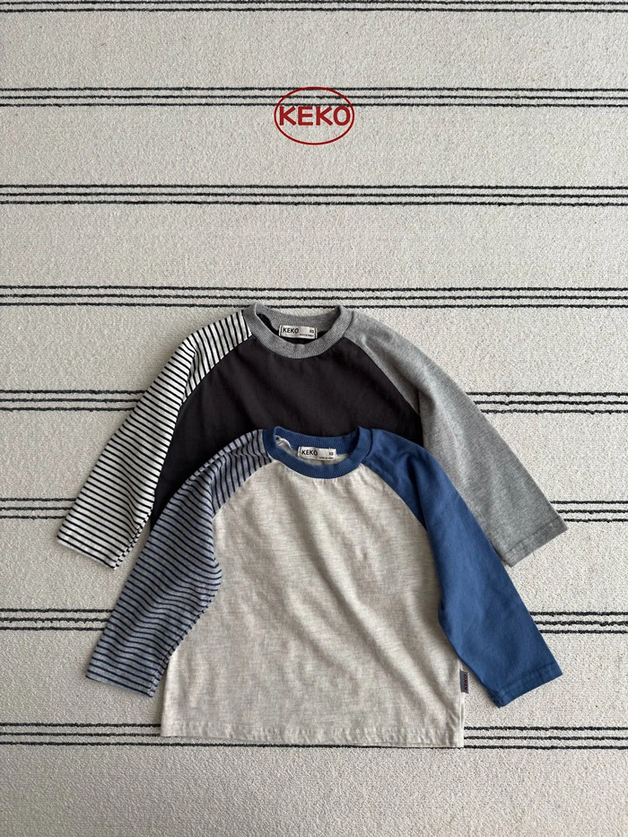【90-120】韓國童裝 KEKO 秋季新款 條紋拼接休閒套裝
