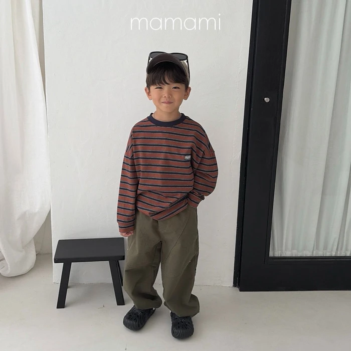 【80-150】韓國童裝 MAMAMI 秋季新款 條紋滾邊上衣