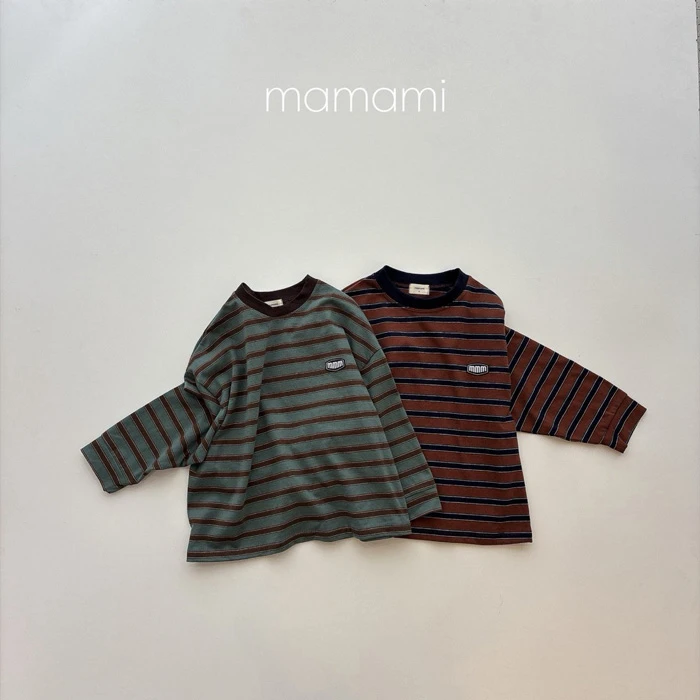 【80-150】韓國童裝 MAMAMI 秋季新款 條紋滾邊上衣