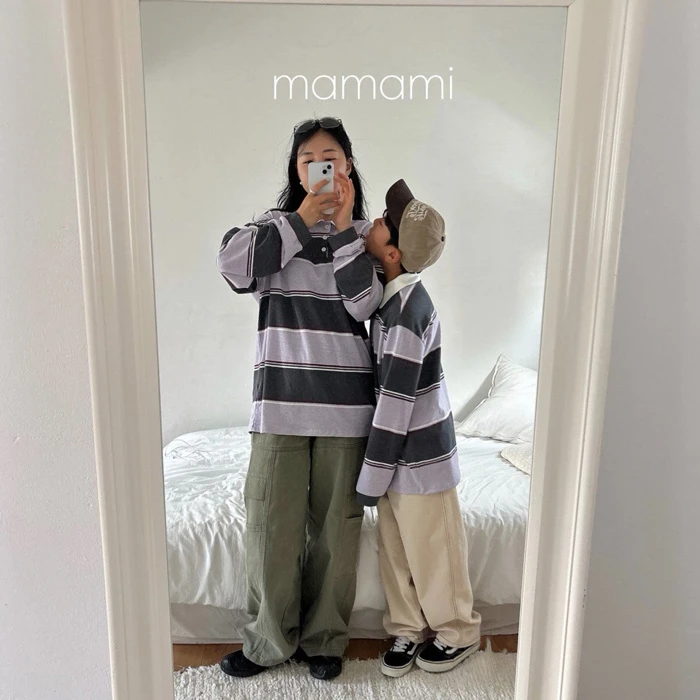 【80-150 親子款】韓國童裝 MAMAMI 秋季新款 條紋立領上衣