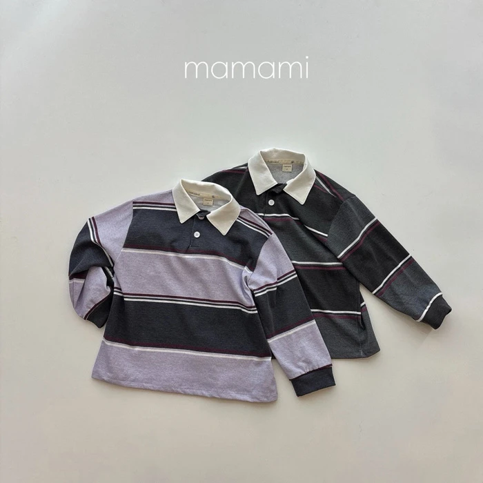 【80-150 親子款】韓國童裝 MAMAMI 秋季新款 條紋立領上衣