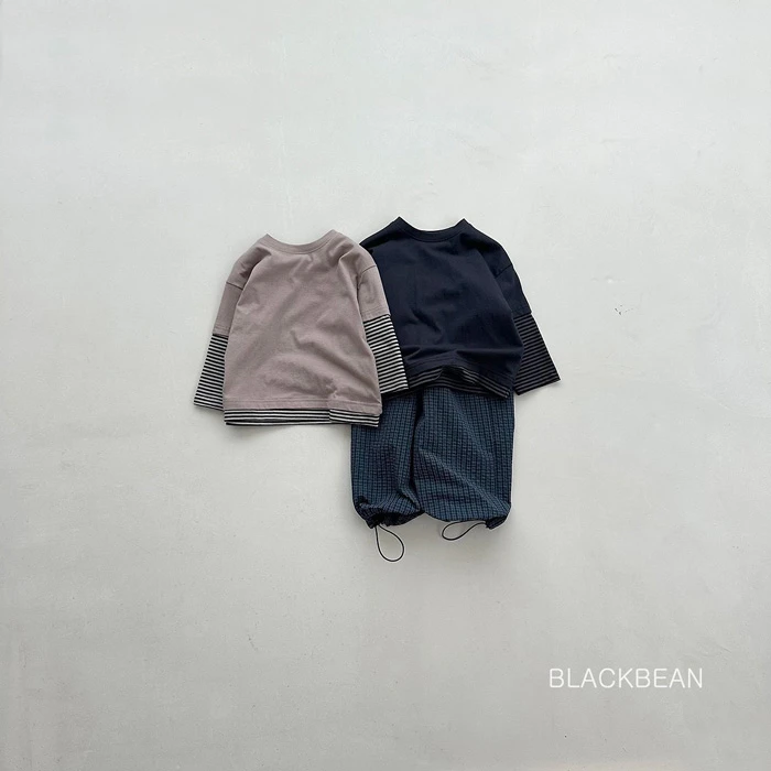 【90-120】韓國童裝 BLACKBEAN 秋季新款 條紋接袖上衣