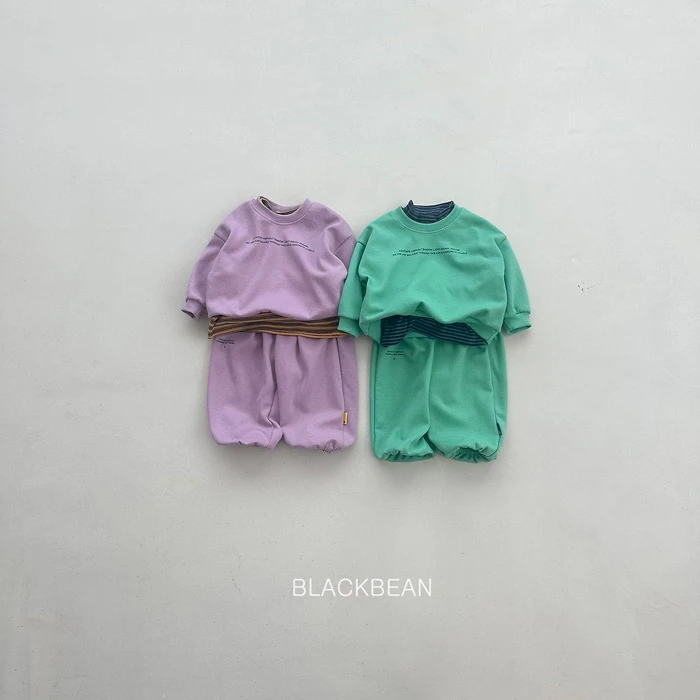 【90-120】韓國童裝 BLACKBEAN 秋季新款 英文小標休閒套裝