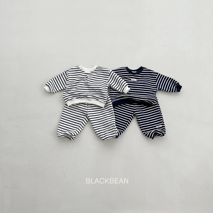 【90-120】韓國童裝 BLACKBEAN 秋季新款 條紋休閒套裝