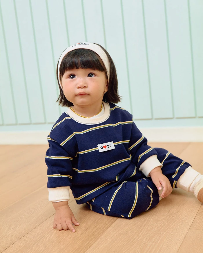 韓國童裝 oottbebe 秋季新款 條紋休閒套裝