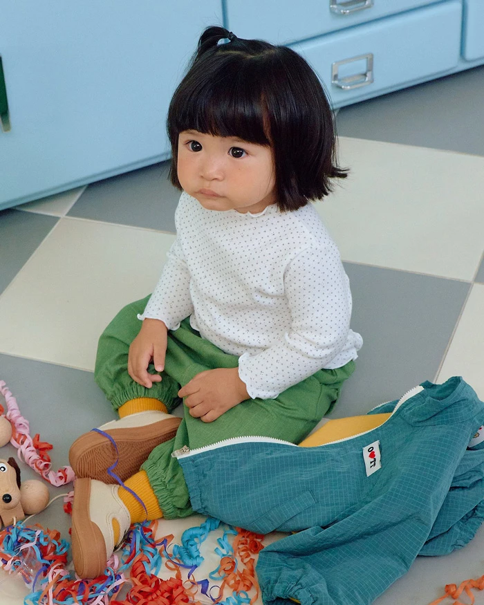【90-120】韓國童裝 oottbebe 秋季新款 點點荷葉邊上衣