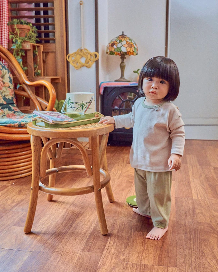 【90-120】韓國童裝 oottbebe 秋季新款 oott 滾邊居家休閒套裝