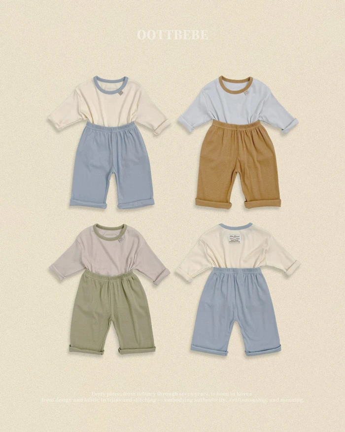 【90-120】韓國童裝 oottbebe 秋季新款 oott 滾邊居家休閒套裝