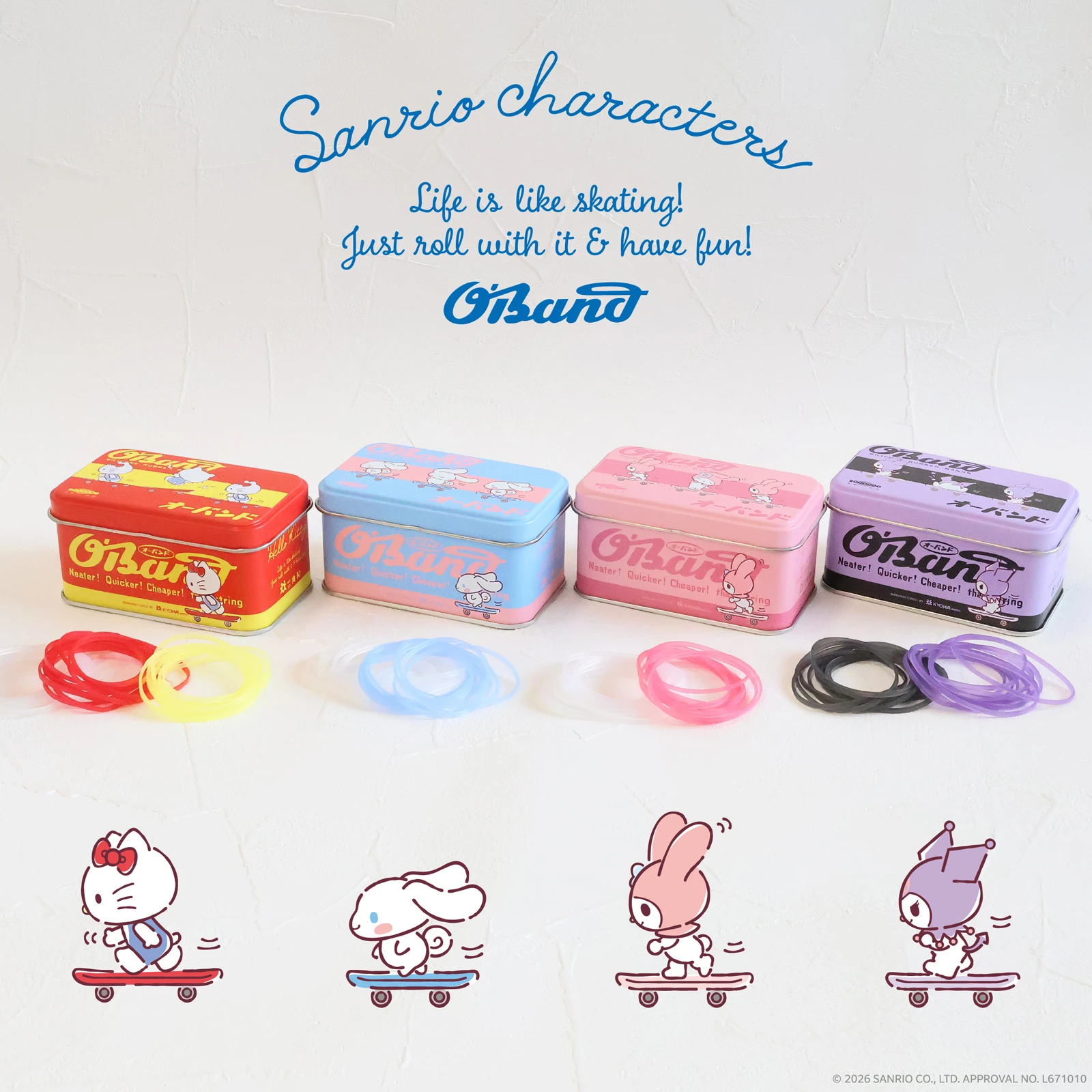 O'Band × Sanrio 三麗鷗 日本製鐵盒矽膠橡皮筋