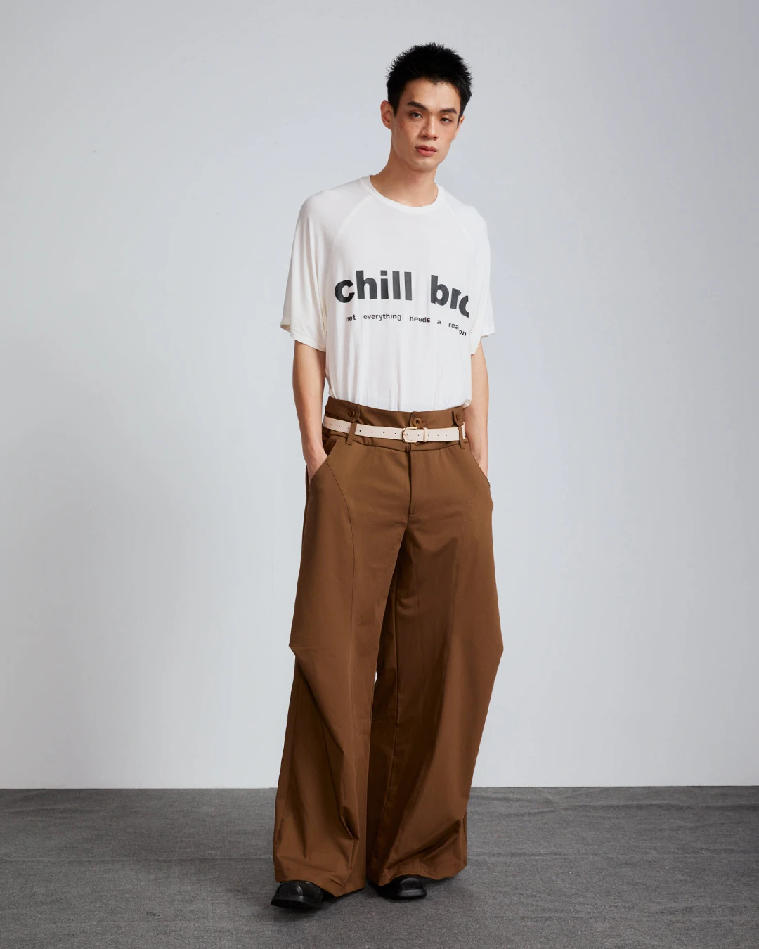 KNEE FOLD Tailored Wide Pants