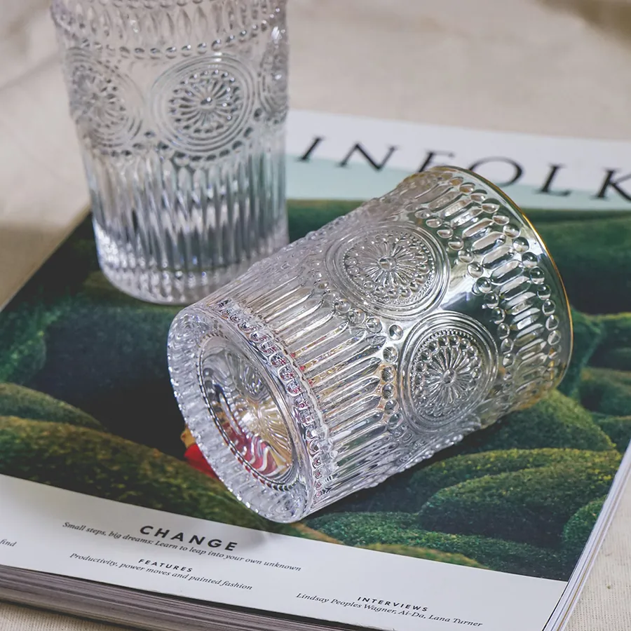 bling金邊浮雕玻璃杯
