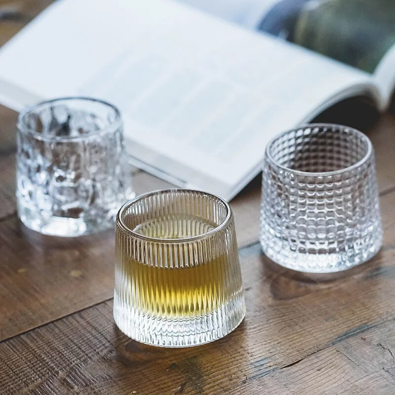 不倒翁壓紋玻璃杯