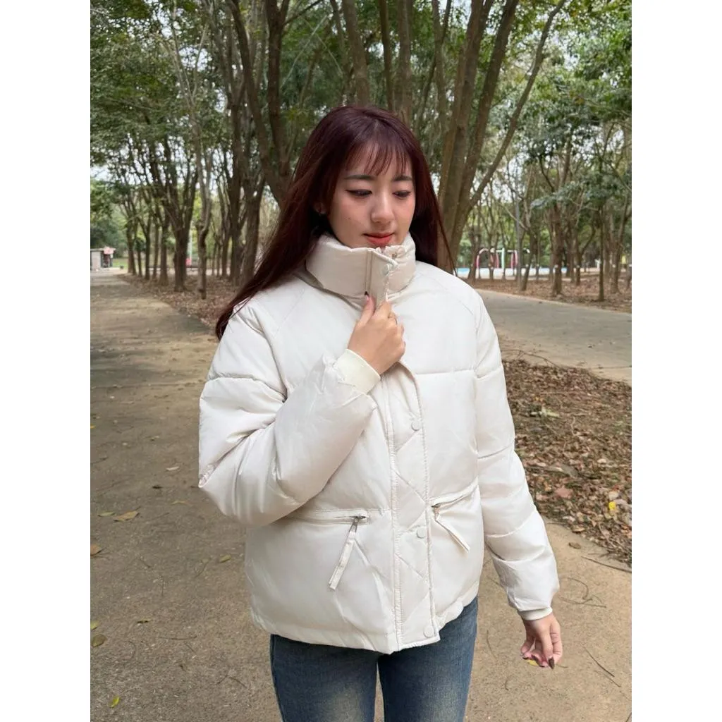 實拍 L-2XL 麵包短版空氣舖棉 外套 拉鍊立領保暖 韓系 輕量防風機車穿搭 學生上班族百搭 冬季禦寒外套